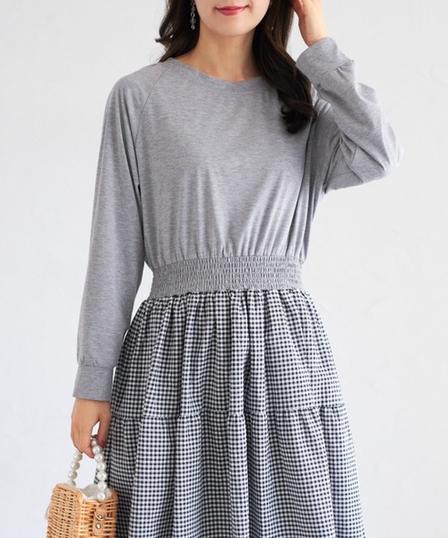 tocco closet(トッコ クローゼット)の「【ZOZO限定】ギンガムチェックドッキングワンピース(ワンピース・レディース・グレー/ブラック・M)」の18枚目の写真