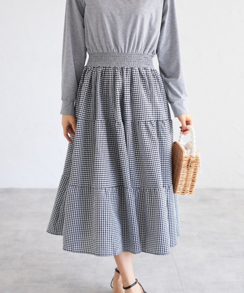 tocco closet(トッコ クローゼット)の「【ZOZO限定】ギンガムチェックドッキングワンピース(ワンピース・レディース・グレー/ブラック・M)」の16枚目の写真