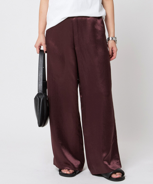 AP STUDIO（エーピーストゥディオ）の「サテンイージーパンツ（スラックス・レディース・レッド・36/38）」の5枚目の写真