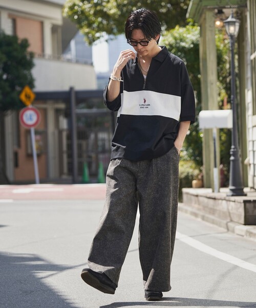 PUBLUX（パブリュクス）の「U.S. POLO ASSN./ユーエスポロアッスン 別注 ワンポイント刺繍 ハーフジップ切り替えTシャツ/ユニセックス(限定展開)（Tシャツ/カットソー・メンズ・ライトグレー/ブラック/ネイビー/グリーン/ブルー系その他/ブラック系その他/グレー系その他・SMALL/MEDIUM/LARGE）」の14枚目の写真