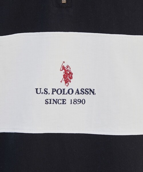 PUBLUX（パブリュクス）の「U.S. POLO ASSN./ユーエスポロアッスン 別注 ワンポイント刺繍 ハーフジップ切り替えTシャツ/ユニセックス(限定展開)（Tシャツ/カットソー・メンズ・ライトグレー/ブラック/ネイビー/グリーン/ブルー系その他/ブラック系その他/グレー系その他・SMALL/MEDIUM/LARGE）」の18枚目の写真