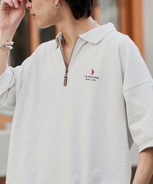 PUBLUX（パブリュクス）の「U.S. POLO ASSN./ユーエスポロアッスン 別注 ワンポイント刺繍 ハーフジップ切り替えTシャツ/ユニセックス(限定展開)（Tシャツ/カットソー・メンズ・ライトグレー/ブラック/ネイビー/グリーン/ブルー系その他/ブラック系その他/グレー系その他・SMALL/MEDIUM/LARGE）」の21枚目の写真