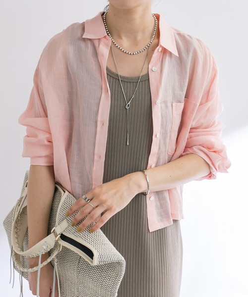 RIVE DROITE（リヴドロワ）の「ラミークロップドシャツ（シャツ/ブラウス・レディース・ブラック/ピンク・FREE）」の2枚目の写真
