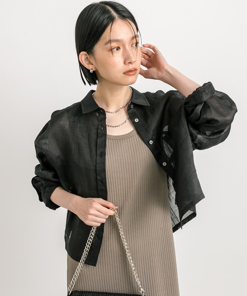 RIVE DROITE（リヴドロワ）の「ラミークロップドシャツ（シャツ/ブラウス・レディース・ブラック/ピンク・FREE）」の3枚目の写真