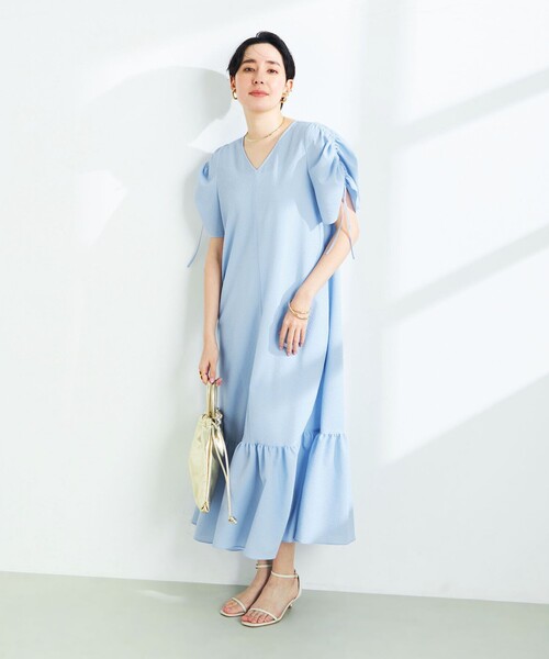 NOLLEY’S Sophi(ノーリーズソフィ)の「サッカーティアードワンピース(ワンピース・レディース・ブラック/サックスブルー・38/36)」の3枚目の写真