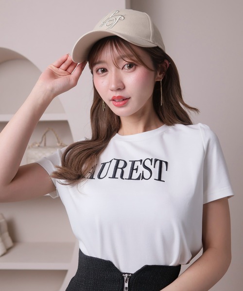 LIPSERVICE(リップサービス)の「AUREST Tシャツ(Tシャツ/カットソー・レディース・ホワイト/ブラック/ベージュ・FREE)」の2枚目の写真