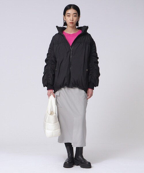 GALLEST(ギャレスト)の「◆ギャザーフォルムダウンコート(ダウンジャケット/コート・レディース・ブラック/オフホワイト・40/36/38)」の4枚目の写真