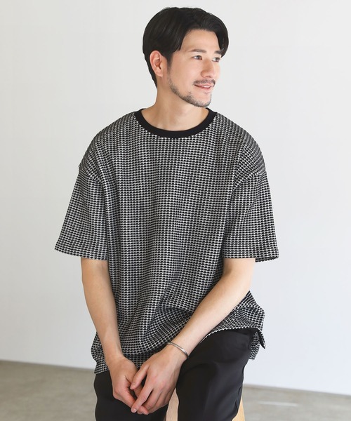 LIL VENDARS（リルヴェンダース）の「Buyer's Select / ポリコットン立体ビッグワッフル半袖Tシャツ（Tシャツ/カットソー・メンズ・ブラック系/チャコール/グレー系/ブルー/グレー系2/アイボリー/ブラック/ブルー系・L/M/XL）」の4枚目の写真