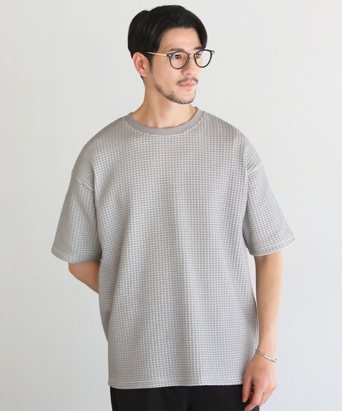 LIL VENDARS（リルヴェンダース）の「Buyer's Select / ポリコットン立体ビッグワッフル半袖Tシャツ（Tシャツ/カットソー・メンズ・ブラック系/チャコール/グレー系/ブルー/グレー系2/アイボリー/ブラック/ブルー系・L/M/XL）」の6枚目の写真