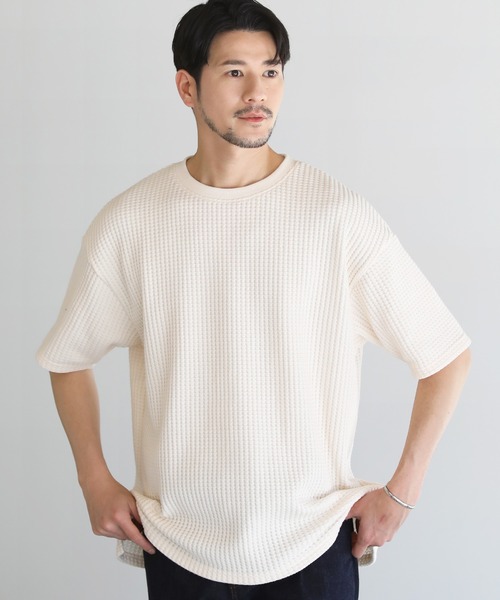 LIL VENDARS（リルヴェンダース）の「Buyer's Select / ポリコットン立体ビッグワッフル半袖Tシャツ（Tシャツ/カットソー・メンズ・ブラック系/チャコール/グレー系/ブルー/グレー系2/アイボリー/ブラック/ブルー系・L/M/XL）」の10枚目の写真