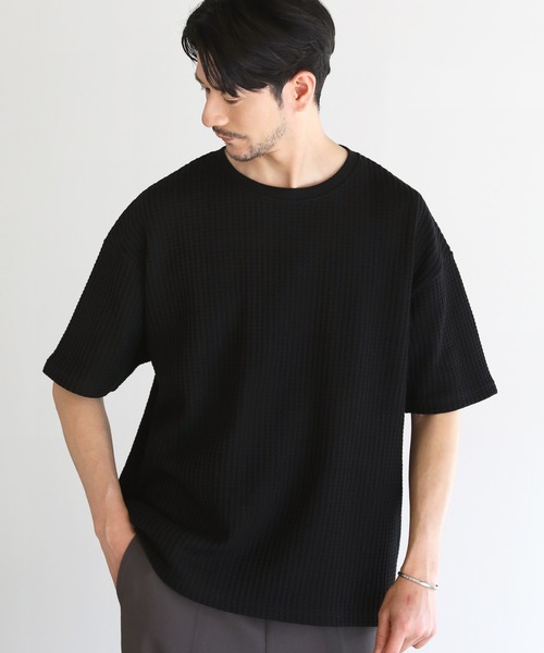 LIL VENDARS（リルヴェンダース）の「Buyer's Select / ポリコットン立体ビッグワッフル半袖Tシャツ（Tシャツ/カットソー・メンズ・ブラック系/チャコール/グレー系/ブルー/グレー系2/アイボリー/ブラック/ブルー系・L/M/XL）」の15枚目の写真