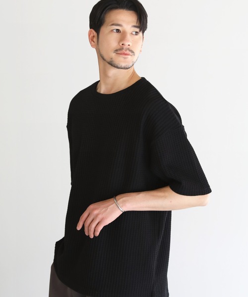 LIL VENDARS（リルヴェンダース）の「Buyer's Select / ポリコットン立体ビッグワッフル半袖Tシャツ（Tシャツ/カットソー・メンズ・ブラック系/チャコール/グレー系/ブルー/グレー系2/アイボリー/ブラック/ブルー系・L/M/XL）」の16枚目の写真