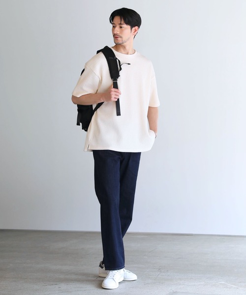 LIL VENDARS（リルヴェンダース）の「Buyer's Select / ポリコットン立体ビッグワッフル半袖Tシャツ（Tシャツ/カットソー・メンズ・ブラック系/チャコール/グレー系/ブルー/グレー系2/アイボリー/ブラック/ブルー系・L/M/XL）」の13枚目の写真