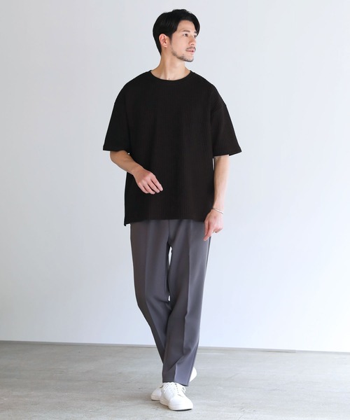 LIL VENDARS（リルヴェンダース）の「Buyer's Select / ポリコットン立体ビッグワッフル半袖Tシャツ（Tシャツ/カットソー・メンズ・ブラック系/チャコール/グレー系/ブルー/グレー系2/アイボリー/ブラック/ブルー系・L/M/XL）」の17枚目の写真