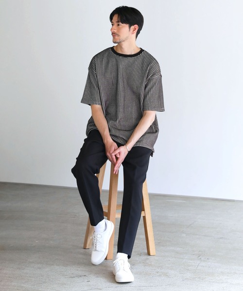 LIL VENDARS（リルヴェンダース）の「Buyer's Select / ポリコットン立体ビッグワッフル半袖Tシャツ（Tシャツ/カットソー・メンズ・ブラック系/チャコール/グレー系/ブルー/グレー系2/アイボリー/ブラック/ブルー系・L/M/XL）」の21枚目の写真
