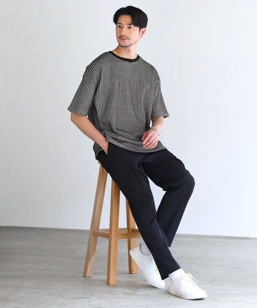 LIL VENDARS（リルヴェンダース）の「Buyer's Select / ポリコットン立体ビッグワッフル半袖Tシャツ（Tシャツ/カットソー・メンズ・ブラック系/チャコール/グレー系/ブルー/グレー系2/アイボリー/ブラック/ブルー系・L/M/XL）」の22枚目の写真