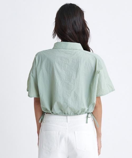 ROXY（ロキシー）の「MY OASIS SHIRT/ロキシードローコード付きショート丈半袖シャツ（シャツ/ブラウス・レディース・グリーン/ブラック/レッド・LARGE/SMALL/MEDIUM）」の10枚目の写真