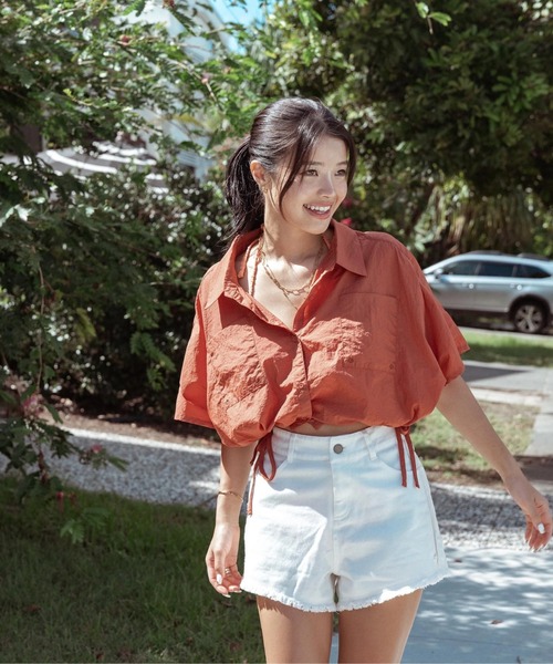 セール】MY OASIS SHIRT/ロキシードローコード付きショート丈
