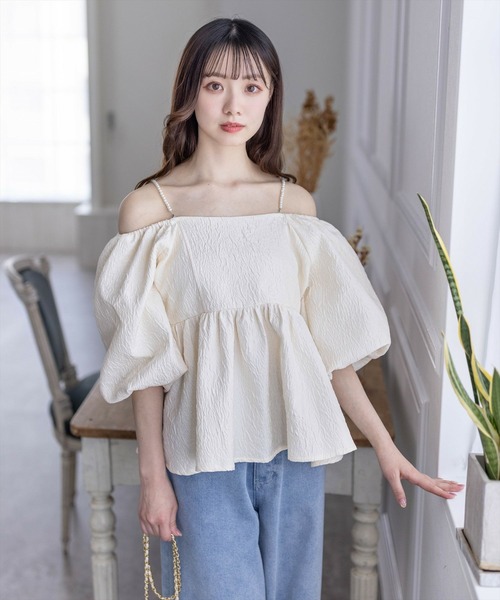 clear（クリア）の「フクレジャガードオフショルブラウス≪2024SS≫（シャツ/ブラウス・レディース・アイボリー/イエロー/ネイビー・F）」の15枚目の写真