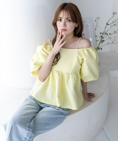 clear（クリア）の「フクレジャガードオフショルブラウス≪2024SS≫（シャツ/ブラウス・レディース・アイボリー/イエロー/ネイビー・F）」の19枚目の写真