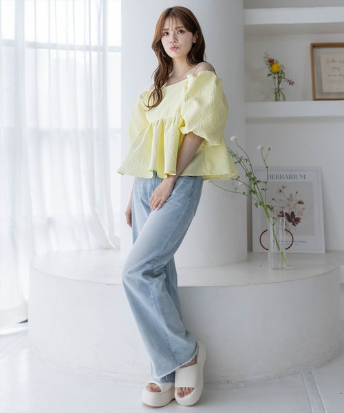 clear（クリア）の「フクレジャガードオフショルブラウス≪2024SS≫（シャツ/ブラウス・レディース・アイボリー/イエロー/ネイビー・F）」の20枚目の写真