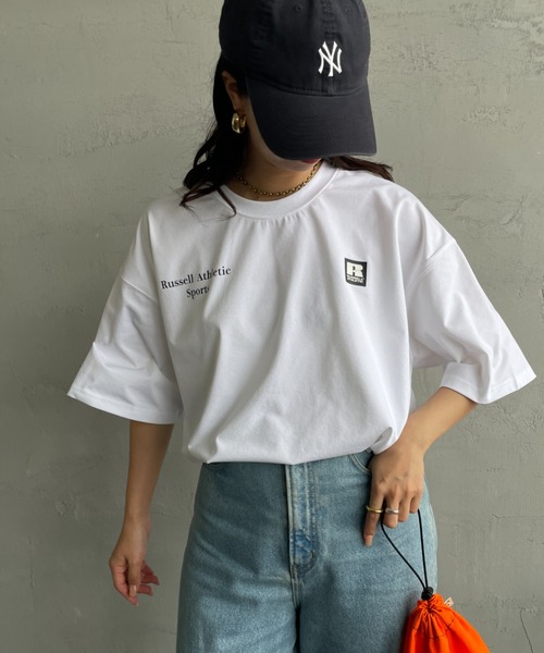 Russell Athletic（ラッセルアスレティック）の「[RUSSELL ATHLETIC/ラッセル アスレチック] 別注 DRI POWER ワンポイントロゴTシャツ（Tシャツ/カットソー・レディース・ブラック/ネイビー/ホワイト・M/L/XL）」の10枚目の写真