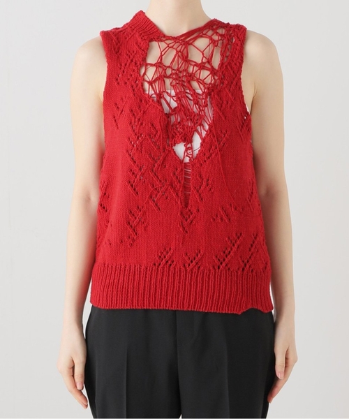 Charles Chaton（シャルルシャトン）の「sleeveless knit │ pillings（ニット/セーター・レディース・ホワイト/レッド・FREE）」の2枚目の写真