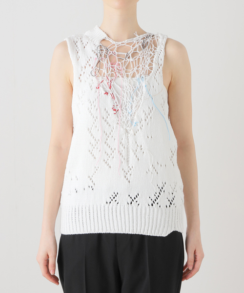 Charles Chaton（シャルルシャトン）の「sleeveless knit │ pillings（ニット/セーター・レディース・ホワイト/レッド・FREE）」の15枚目の写真