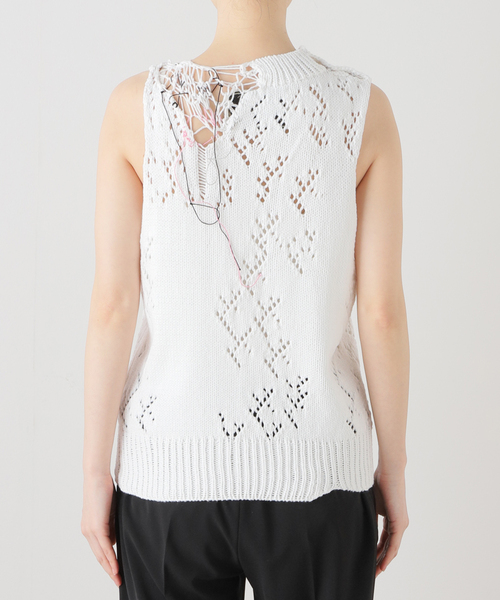 Charles Chaton（シャルルシャトン）の「sleeveless knit │ pillings（ニット/セーター・レディース・ホワイト/レッド・FREE）」の7枚目の写真