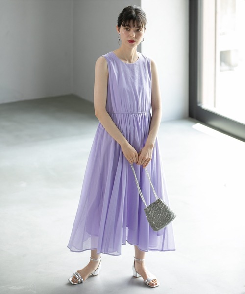 OPAQUE.CLIP（オペークドットクリップ）の「◆《美人百花掲載》フィット＆フレアドレス オーガニックコットン混【洗濯機洗い可】（ワンピース・レディース・ブラック/ホワイト系8/グリーン系その他2/パープル・38/42/40）」の13枚目の写真