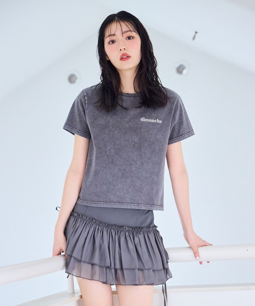 one after another NICE CLAUP（ワンアフターアナザーナイスクラップ）の「リボンシアーミニスカート（スカート・レディース・オフホワイト/チャコールグレー/ピンクベージュ・FREE）」の15枚目の写真