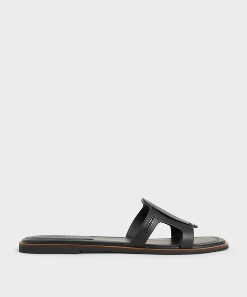 CHARLES & KEITH(チャールズ & キース)の「Easley イーズリー カットアウト スライドサンダル(サンダル・レディース・ブラック/オフホワイト/ライラック/ブラック系その他4/ホワイト系その他3/ブラウン系その他3/クリアブラウン・23.5cm/24.5cm/25cm/25.5cm/23cm/22.5cm)」の1枚目の写真