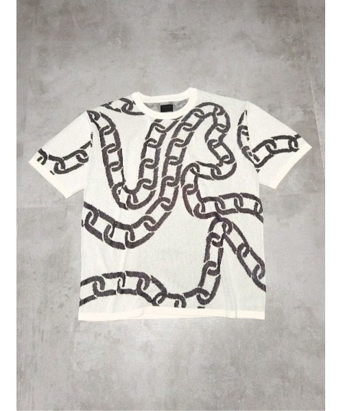MMMM(エムエムエムエム)の「MMMM/ダブルジャガードニット PARALLEL、CHAIN、 TEE(Tシャツ/カットソー・メンズ・ホワイト/ブラック/ホワイト系その他/ブラック系その他・X-LARGE/LARGE/MEDIUM)」の3枚目の写真