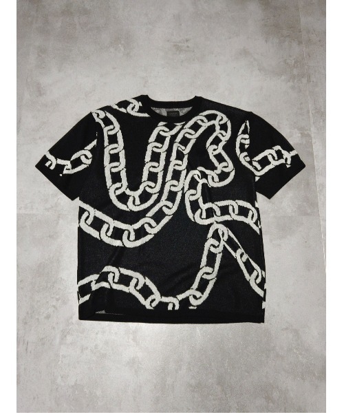 MMMM(エムエムエムエム)の「MMMM/ダブルジャガードニット PARALLEL、CHAIN、 TEE(Tシャツ/カットソー・メンズ・ホワイト/ブラック/ホワイト系その他/ブラック系その他・X-LARGE/LARGE/MEDIUM)」の4枚目の写真