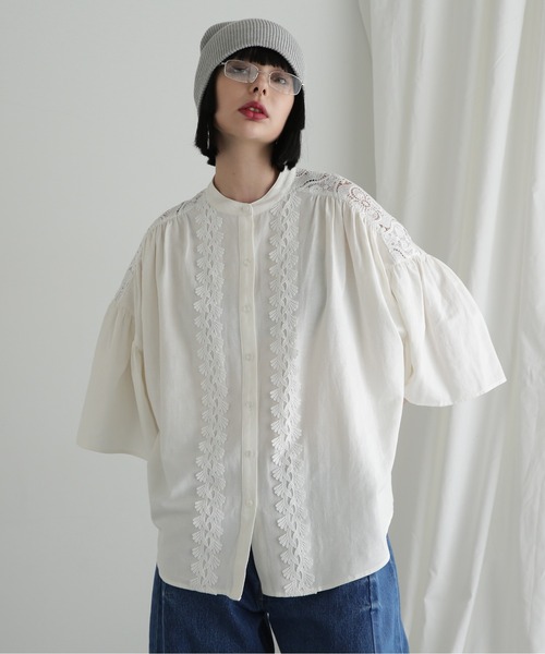 GENE HEAVENS(ジーンヘブンズ)の「(GENE HEAVENS)レース ヨーク ラッフルスリーブシャツ(シャツ/ブラウス・レディース・ブラック/ホワイト系その他・FREE)」の19枚目の写真