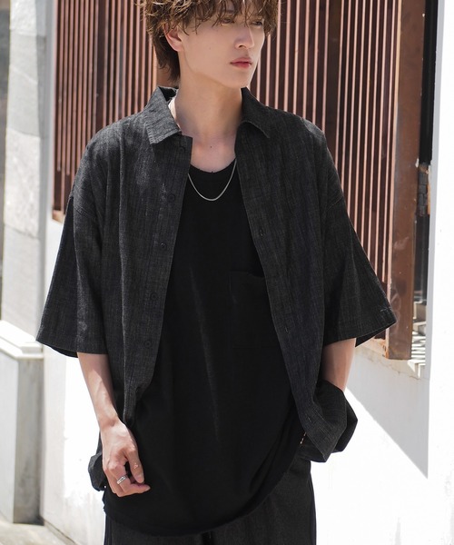 improves（インプローブス）の「半袖 デニムシャツ（シャツ/ブラウス・メンズ・ネイビー/ブラック・FREE）」の2枚目の写真