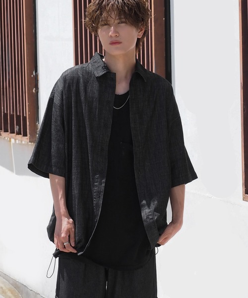 improves（インプローブス）の「半袖 デニムシャツ（シャツ/ブラウス・メンズ・ネイビー/ブラック・FREE）」の3枚目の写真