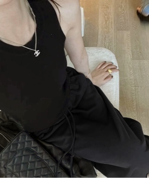 LADY LIKE(レディライク)の「カットオフヘムデザインスウェットロングスカート(スカート・レディース・ブラック/グレー・M)」の8枚目の写真