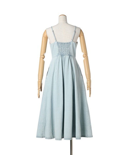 an another angelus（アンアナザーアンジェラス）の「フロント釦デニムフレアーキャミワンピース/ananotherangelus（ワンピース・レディース・ライトブルー/ブラック・FREE）」の15枚目の写真