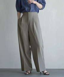 ワイドシルエット ハイウエストタックパンツ