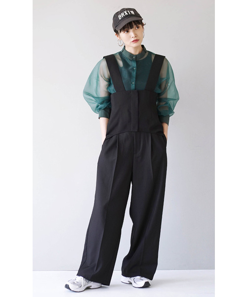 e-zakkamania stores(イーザッカマニアストアーズ)の「ワイドシルエット ハイウエストタックパンツ(その他パンツ・レディース・ミント/グレイッシュベージュ/ブラック・M)」の11枚目の写真
