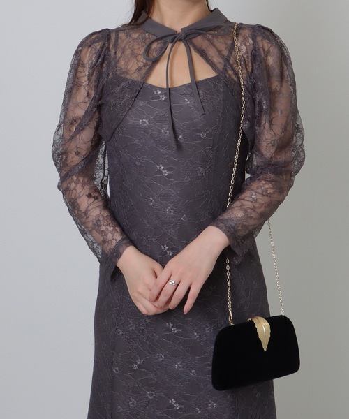 Lace Ladies（レースレディース）の「リーフモチーフ付き コンパクト 2WAY チェーン ショルダー バッグ（クラッチバッグ・レディース・アイボリー/ブラック・FREE）」の9枚目の写真