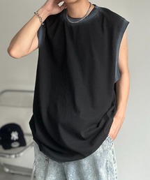 ぼかし/シャドープリントフレンチスリーブTシャツ/ユニセックス