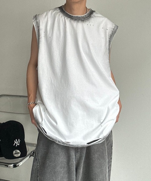 CREARE -LINO-（クレアーレリノ）の「ぼかし/シャドープリントフレンチスリーブTシャツ/ユニセックス（Tシャツ/カットソー・メンズ・ベージュ/ブラック/グレー/オフホワイト/ブラック系その他・MEDIUM/LARGE）」の21枚目の写真