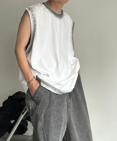 CREARE -LINO-（クレアーレリノ）の「ぼかし/シャドープリントフレンチスリーブTシャツ/ユニセックス（Tシャツ/カットソー・メンズ・ベージュ/ブラック/グレー/オフホワイト/ブラック系その他・MEDIUM/LARGE）」の19枚目の写真