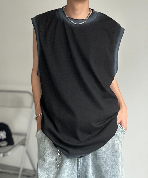 CREARE -LINO-（クレアーレリノ）の「ぼかし/シャドープリントフレンチスリーブTシャツ/ユニセックス（Tシャツ/カットソー・メンズ・ベージュ/ブラック/グレー/オフホワイト/ブラック系その他・MEDIUM/LARGE）」の22枚目の写真