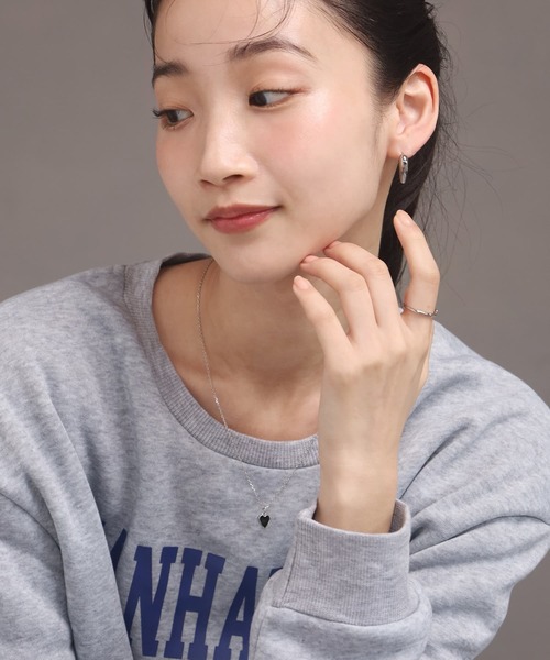 WEB限定】“Moment”ハートネックレス/ブラック/サージカル