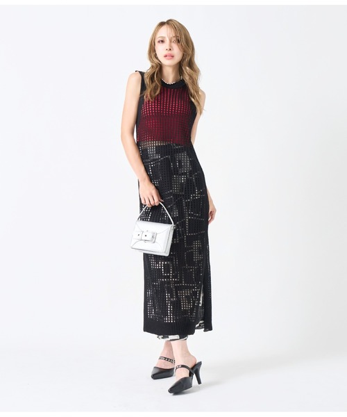 LATINA（ラティーナ）の「メッシュ サマーニット ノースリーブ ロング ワンピース（ワンピース・レディース・ブラウン/ブラック・FREE）」の5枚目の写真