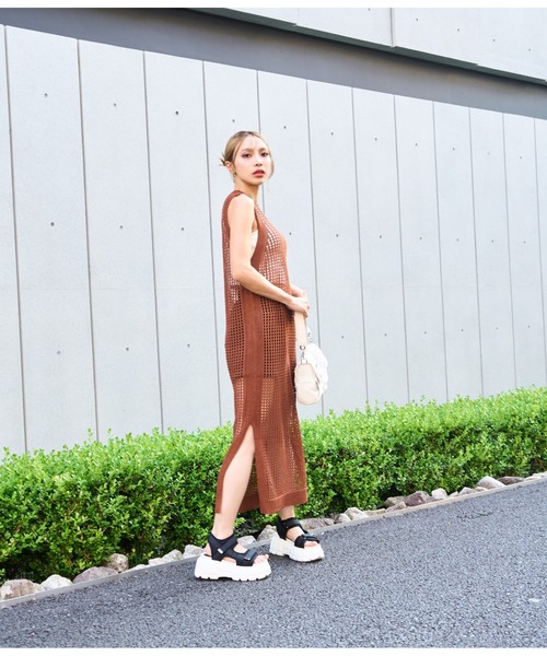 LATINA（ラティーナ）の「メッシュ サマーニット ノースリーブ ロング ワンピース（ワンピース・レディース・ブラウン/ブラック・FREE）」の16枚目の写真