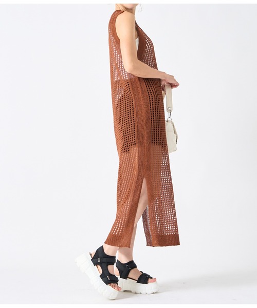 LATINA（ラティーナ）の「メッシュ サマーニット ノースリーブ ロング ワンピース（ワンピース・レディース・ブラウン/ブラック・FREE）」の18枚目の写真